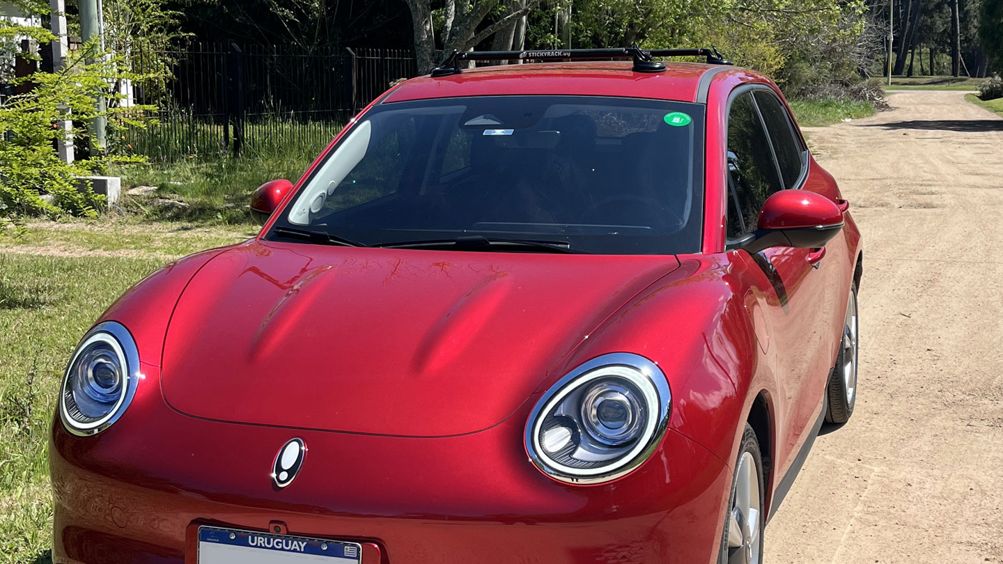 Bacas barras portaequipaje para ORA 03 electrico con ventosas StickyRack para tabla surf ML