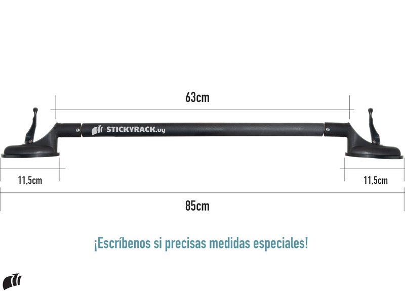 StickyRack.uy baca barras portaequipaje removibles con ventosas modelo Clásico medidas estándar